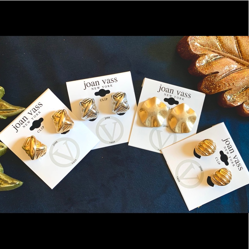 NEW Set Of 4 Gold & Silver Clip On Earrings